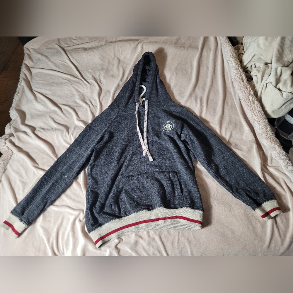 Charcoal Hoodie with Red and White Trim